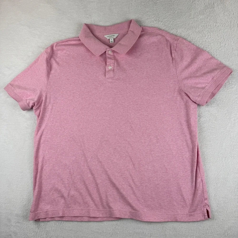 Banana Republic Luxe Touch Polo Shirt Mens L Pink Opal Short Sleeve Heathered